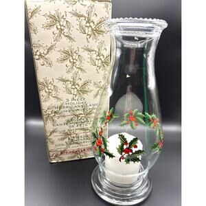 Vintage Anchor Hocking Candle Glass Holiday Hurricane Lamp Christmas NOS